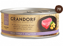 Grandorf Cat Филе тунца с мидиями в собственном соку, 70 гр